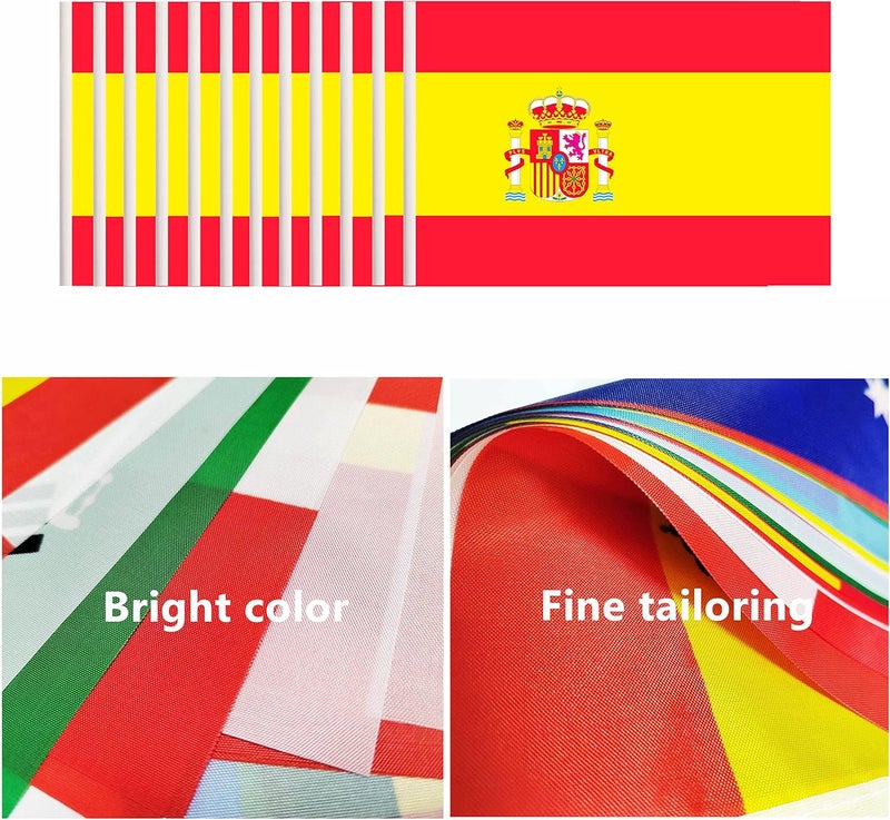 BCLin 12 Pack Spain Desk Flags Set, Spanish Small Mini Table Office Flags With 12" Solid Black Pole, Black Base and Spear Top, Miniature Desktop Flag, Home Decoration, Office Decoration, Festival - Image 4